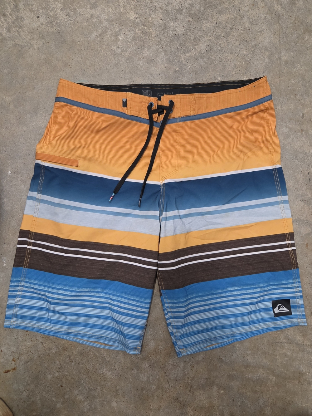 Quiksilver Striped Board Shorts in Orange & Blue Waist 33